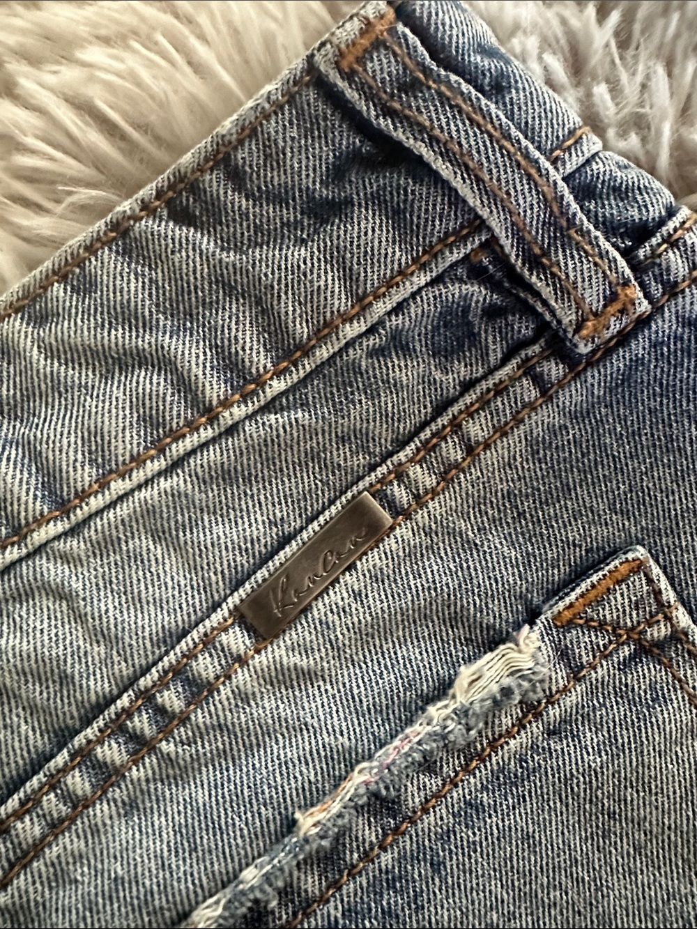KanCan Light Blue Distressed Denim Jean Shorts with Rainbow Patch - Picture 4 of 6